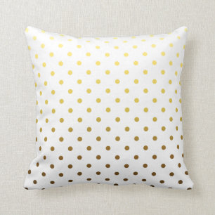 Coussin Point de polka d'or blanc