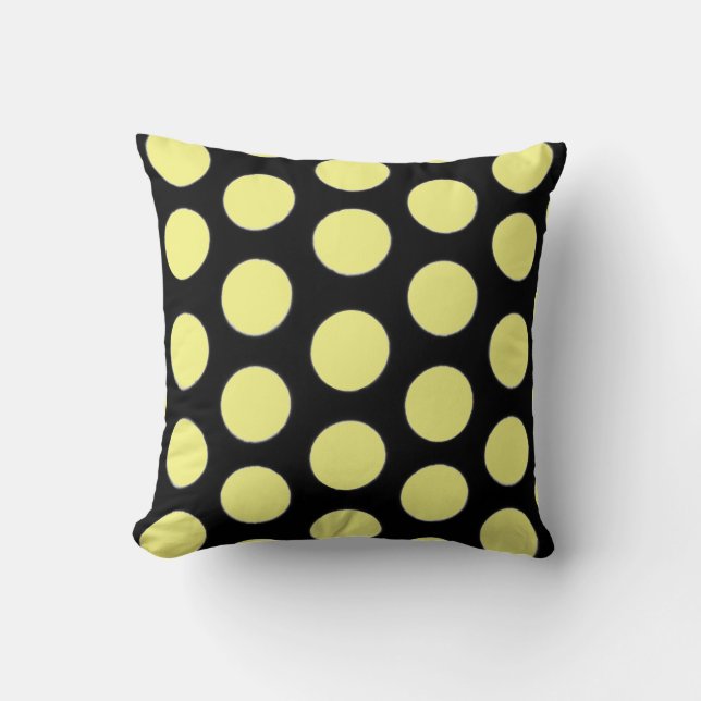 Coussin Point de polka noir jaune de carreau (Recto)