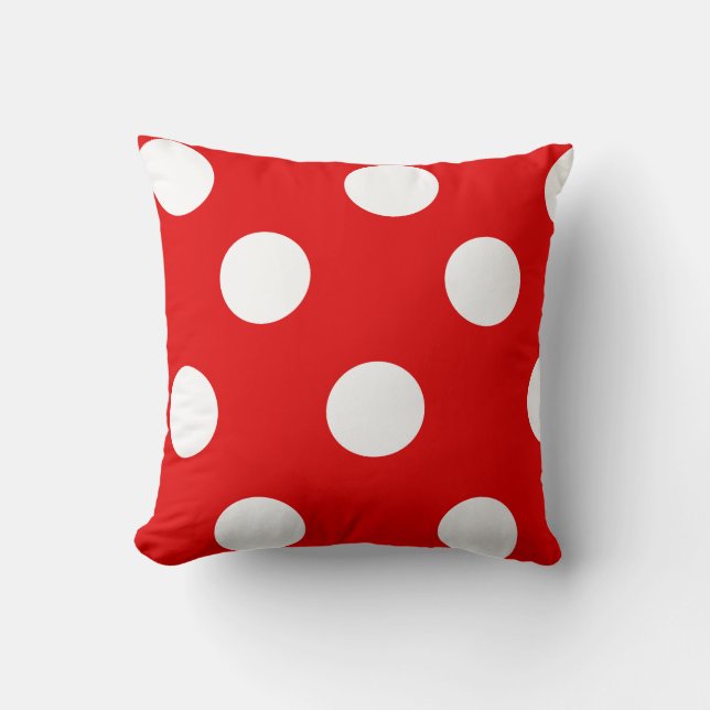 Coussin Point de polka rouge et blanc (Recto)