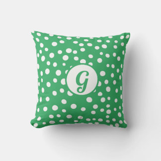 Coussin Point Polka Monogramme Personnalisé x Accent Vert