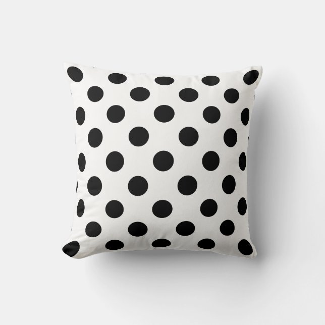 Coussin Point Polka noir et blanc (Recto)