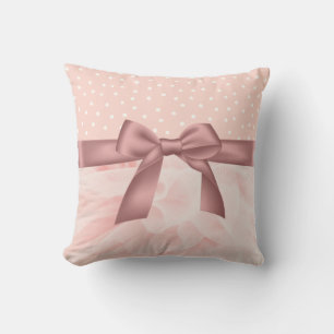 Coussin Pointe de polka rose pâle
