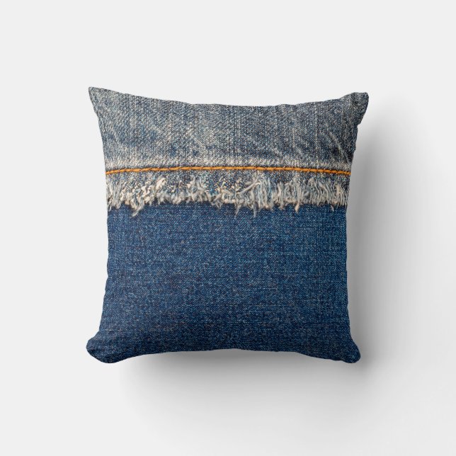 Coussin Pointe droite avec fil orange sur le den blanchi (Recto)