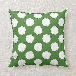 Coussin Pointe Polka verte et blanche