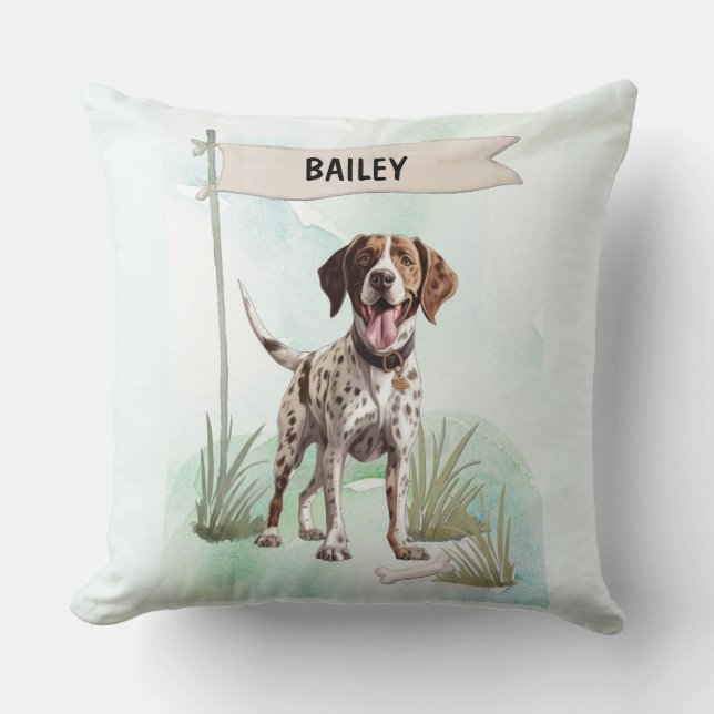 Coussin Pointer Watercolor Personalized Dog (Recto)