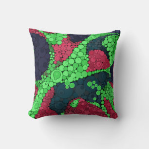 Coussin pointillisme sans couture cercles peints à la main