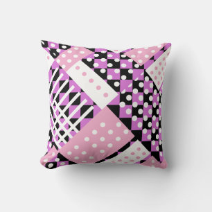Coussin points à carreaux rose violet orchidée