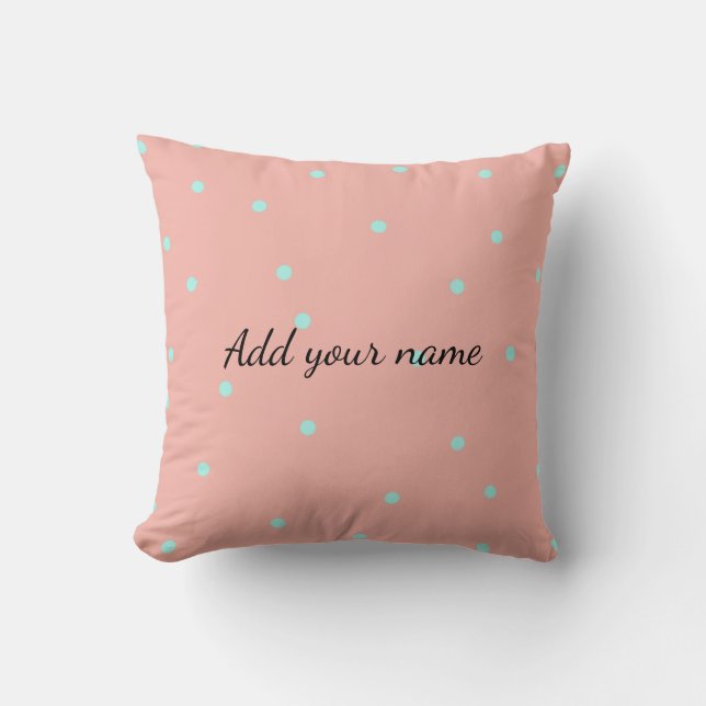 Coussin Points abstraits orange bleu ajouter nom texte t (Recto)