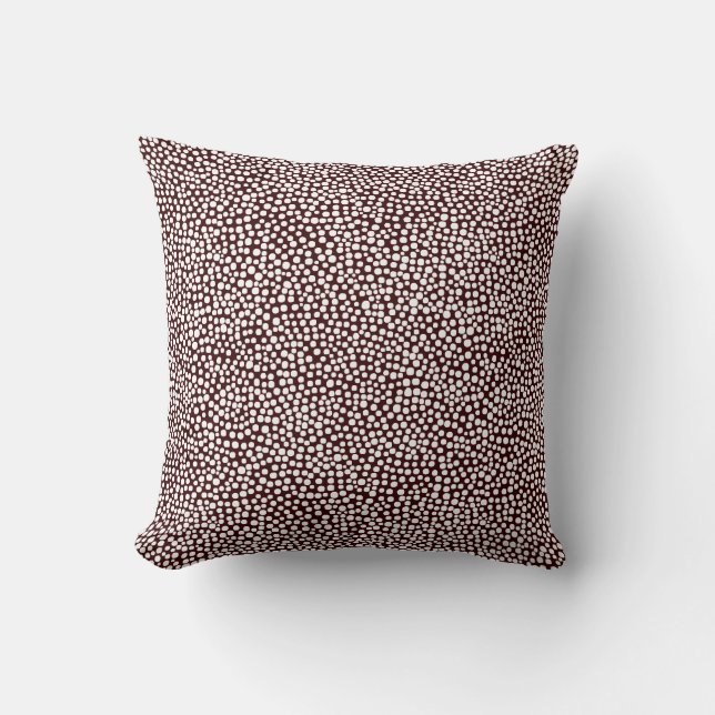 Coussin Points aléatoires - Blanc sur Brown foncé (Recto)