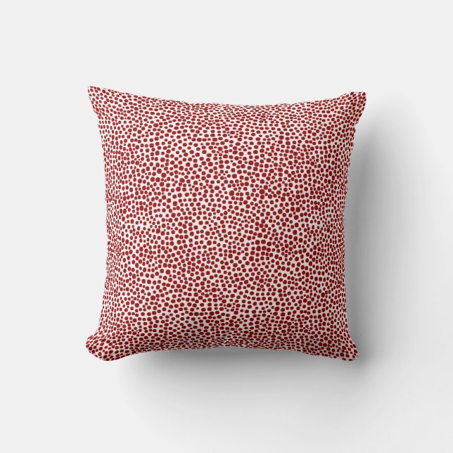 Coussin Points aléatoires - Rouge rubis sur blanc (Recto)