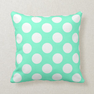 Coussin Points Aquamarines et blancs