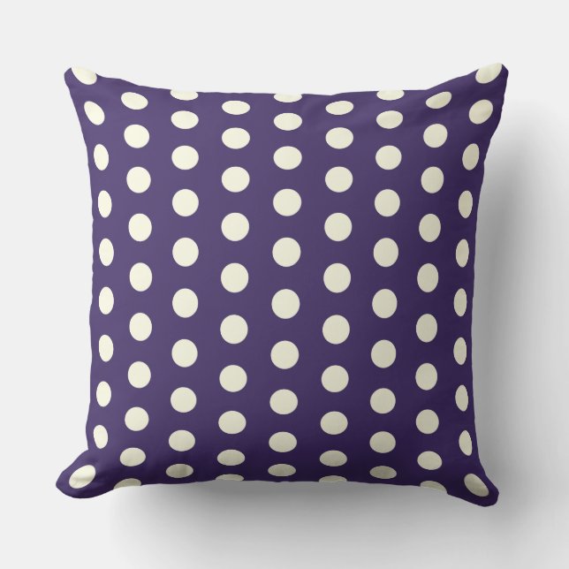 Coussin Points blancs élégants sur fond bleu indigo (Recto)