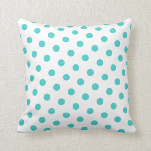 Coussin Points blancs et turquoise moyen