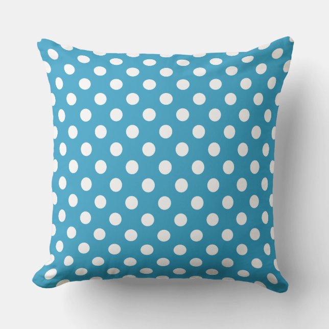 Coussin Points blancs sur fond bleu paon (Recto)