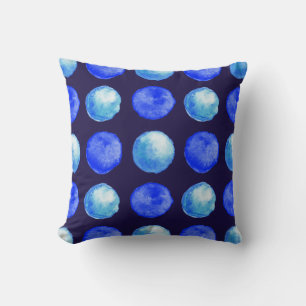 Coussin Points Bleus Aquarelle Motif Indigo Cerulean