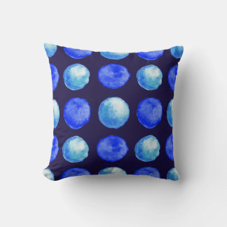 Coussin Points Bleus Aquarelle Motif Indigo Cerulean