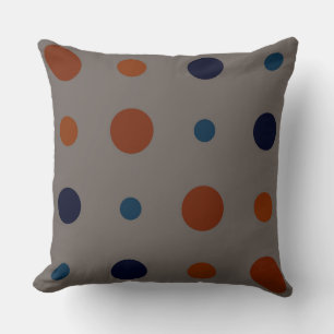 Coussin points bleus et oranges