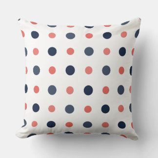 Coussin points bleus et roses