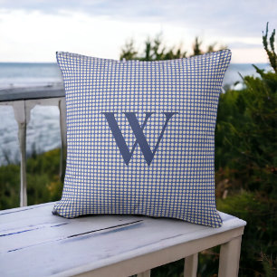 Coussin Points Bleus minimalistes monogrammes contemporain