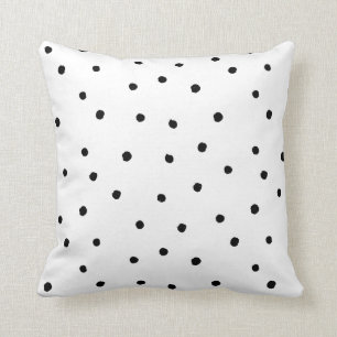 Coussin Points de brosse Cercles blancs noirs Minimalistes