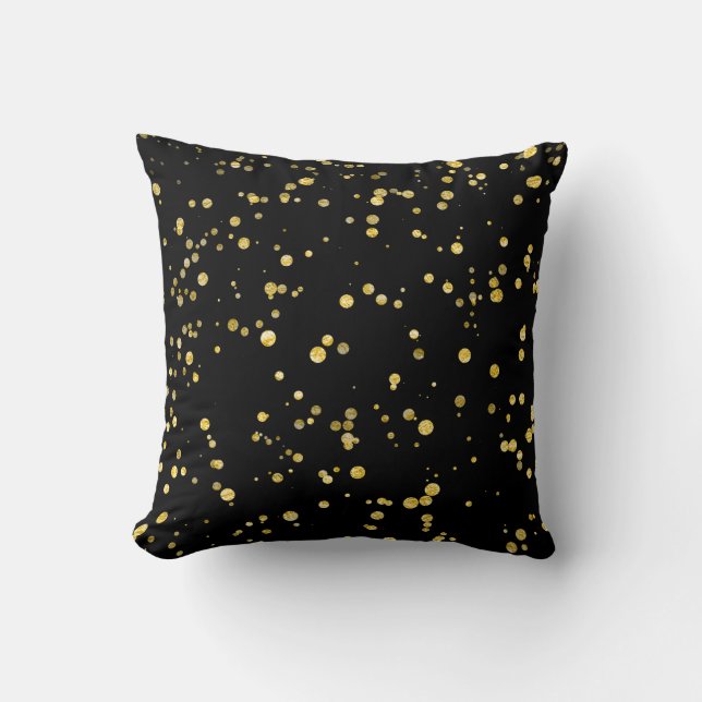 Coussin Points de confettis dorés noirs (Recto)