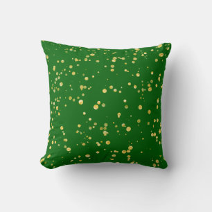 Coussin Points de confettis dorés Vert émeraude