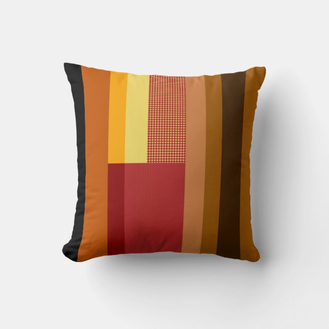Coussin Points de crème jaune rouge orange rétro Motif ray (Recto)