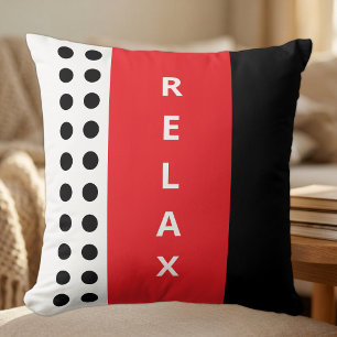 Coussin Points de polka détendent noir rouge