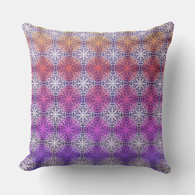 Coussin Points de polka Mandella arc-en-ciel (Recto)