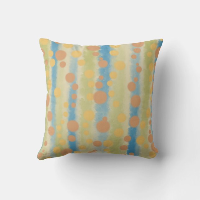 Coussin Points de polka rayés verticaux à l'aquarelle  (Verso)