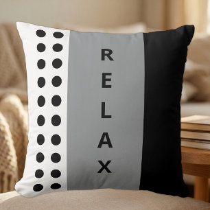 Coussin Points de polka relax noir gris
