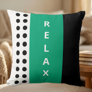 Coussin Points de polka relax noir vert