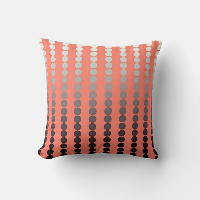 Coussin Points de satin - corail et étain (Recto)