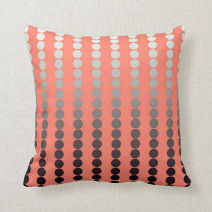 Coussin Points de satin - corail et étain