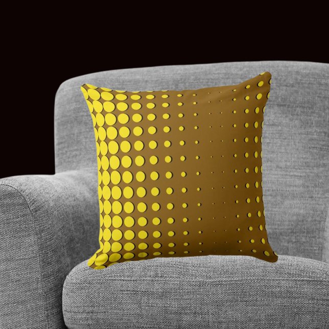 Coussin Points demi-teintes jaunes modernes (Modern Yellow Halftone Dots Throw Pillow)