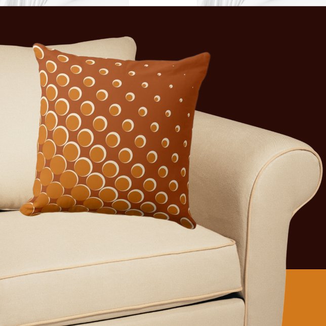 Coussin Points demi-teintes orange (Three-colored Halftone Pattern, Orange Throw Pillow)