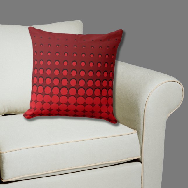 Coussin Points demi-teintes rouges et noires Hot Chili (Red Pillow Halftone Pattern)