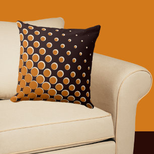 Coussin Points demi-tons orange et noir