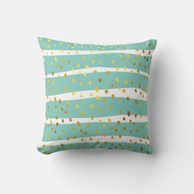 Coussin Points d'or et rayures : Motif élégant (Recto)