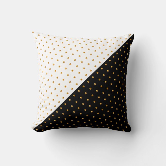 Coussin Points dorés sur fond noir et blanc (Recto)