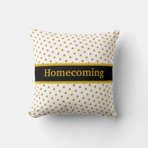 Coussin Points dorés sur fond noir et blanc