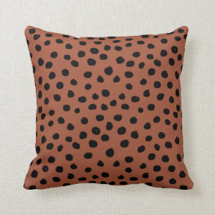 Coussin Points Empreintes de léopard Rouille Terracotta C
