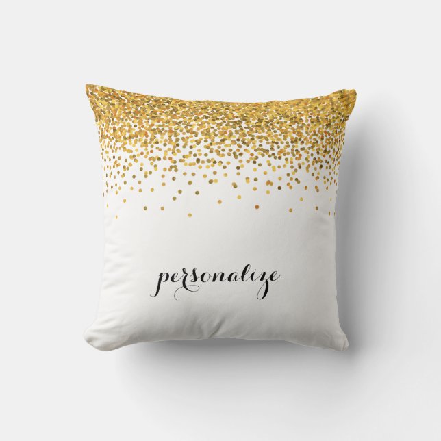 Coussin Points fascinants de confettis d'or (Recto)