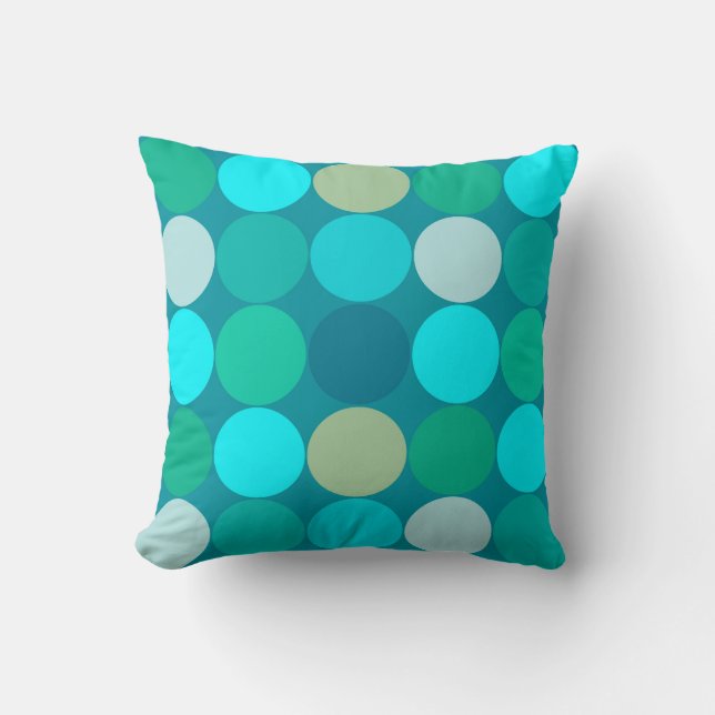 Coussin Points géants du milieu du siècle, Turquoise, Aqua (Recto)