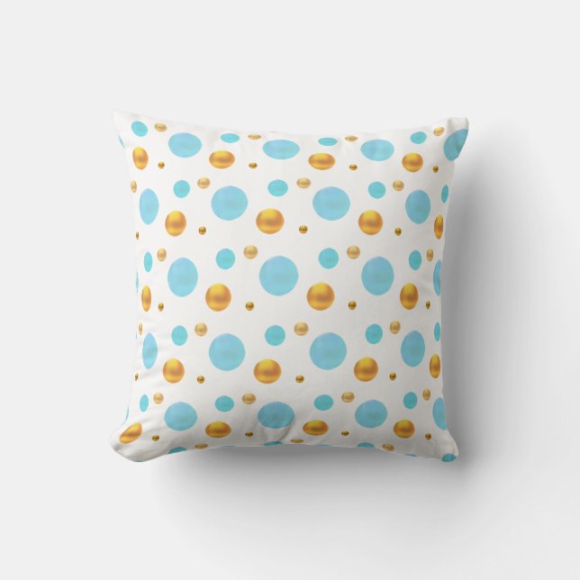 Coussin Points Gold et Turquoise (Recto)