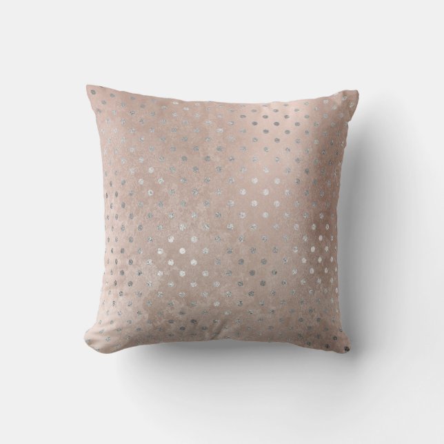 Coussin Points Gris Argent Rose Rose Or Blush Powde Grungy (Recto)