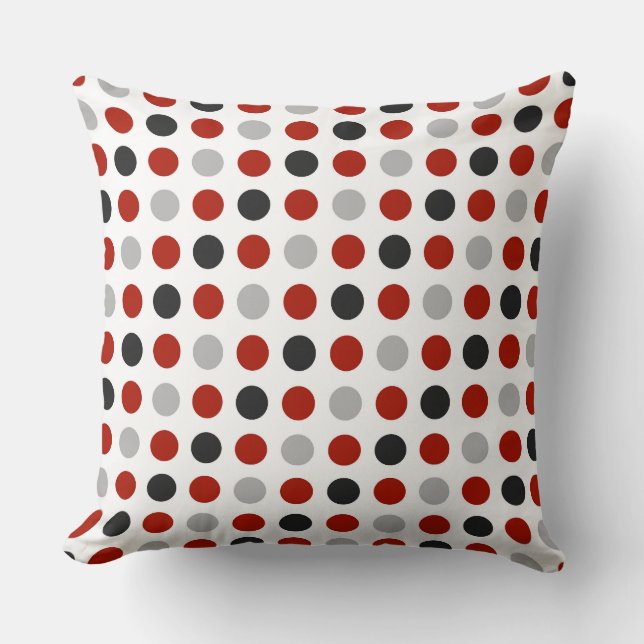 Coussin points gris, turquie rouge et blanc (Recto)