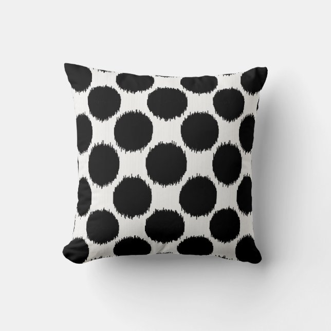 Coussin Points Ikat géants, points noirs sur un arrière -  (Recto)