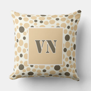 Coussin points jaune gris sur fond blanc