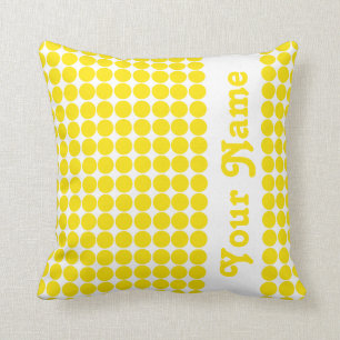 Coussin Points jaunes d'or de safari avec le texte fait